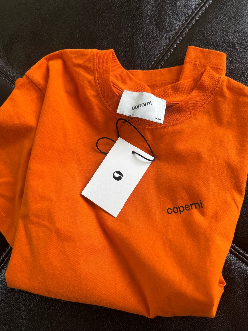 Coperni Bright Orange Logo Tee Shirt